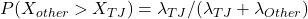 P(X_{other} > X_{TJ}) = \lambda_{TJ}/(\lambda_{TJ} + \lambda_{Other})